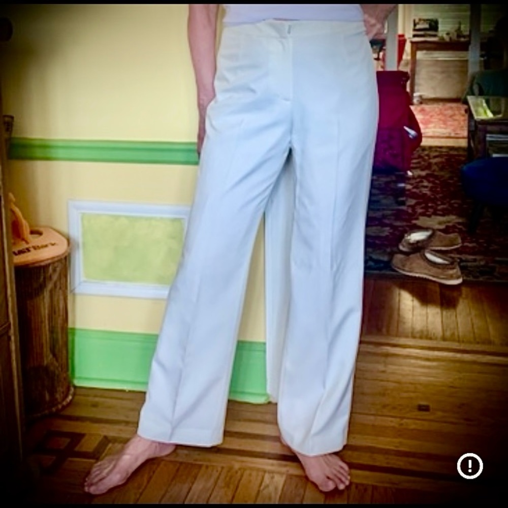 NWT Elegant Evan Picone Black Label White Trousers Slacks Sz. 10